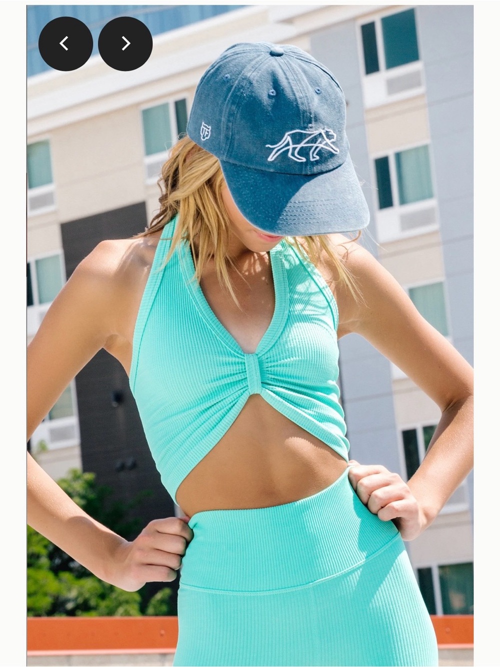 Tiger Friday turquoise Ribbed Kids Matching Set - Tank Top & Shorts - Picture 2 of 4